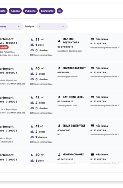 Immofacile listing de biens
